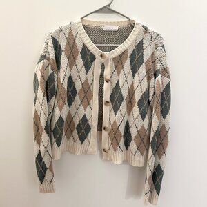 Oak + Fort Women's multi Cardigan Argyle Small